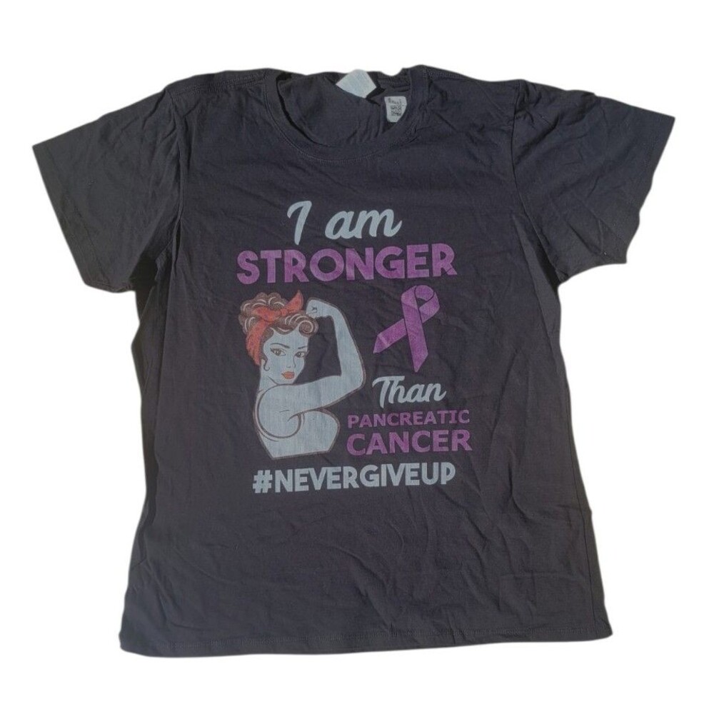 I Am Stronger Than Pancreatic Cancer Never Give Up Women's T-Shirt Size XL NEW